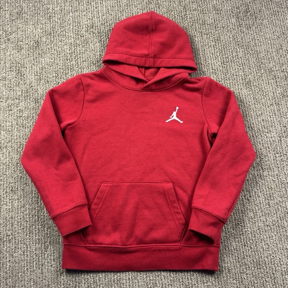 Nike Air Jordan Youth 6-7 Yrs Brooklyn Fleece Hoodie Jogger Sweatpants Set Red